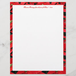 Papel Timbrado Feriado de Poinsettia Vermelha