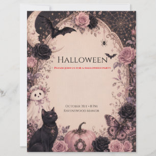 Papel Timbrado Festa de Halloween Botânica Escura Elegante