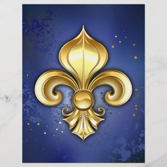 Papel Timbrado Fleur de Lis Dourada em Azul (Frente)