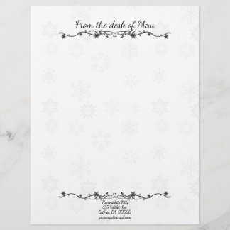 Papel Timbrado Floco de Neve de Gato Cósmico