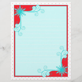 Papel Timbrado Flocos de neve de Natal e rochedos Belos Aquos Ver