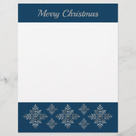 Papel Timbrado Flocos de Neve em Folha Cinza sobre Azul (Não é Fo