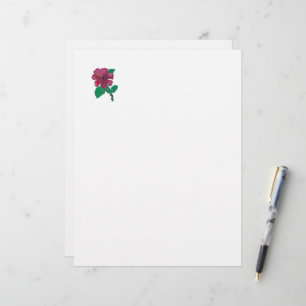Papel Timbrado flor de hibisco vermelho Letreiro