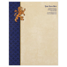 Flor de lis Dourado medieval do azul do leão