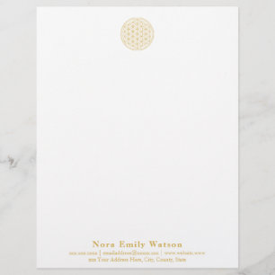 Papel Timbrado Flor de vida do Ouro profissional elegante