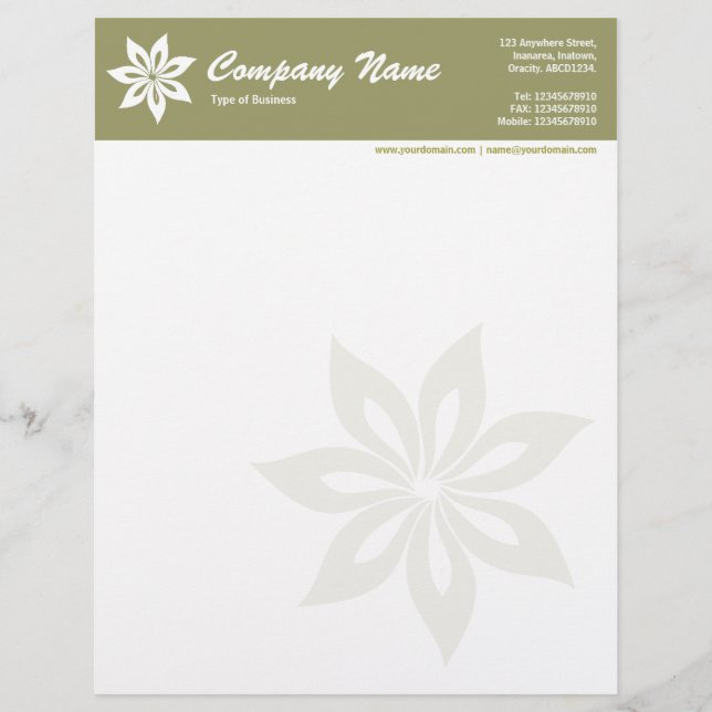 Papel Timbrado Flor - Khaki (Frente)