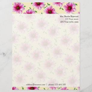 Papel Timbrado Flor Rosa Floral Dahlia Flores Fotografia Endereç