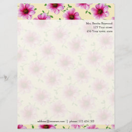 Papel Timbrado Flor Rosa Floral Dahlia Flores Fotografia Endereço