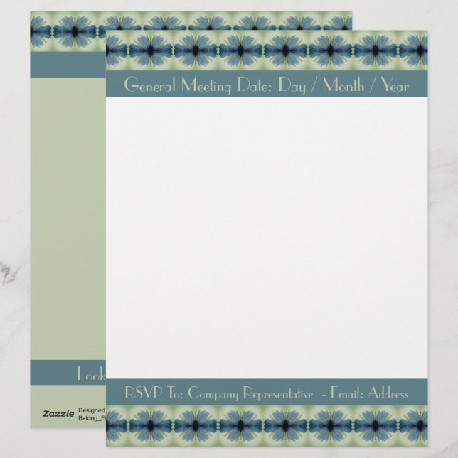 Papel Timbrado Floral Azul Moderno (Frente/Verso)