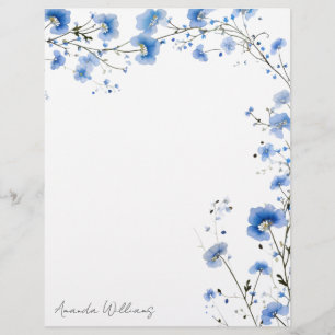 Papel Timbrado Floral Blue Wildflowers