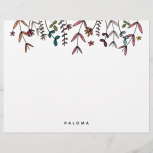 Papel Timbrado Floral Personalizado Botânico Ilustrado