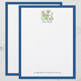 Papel Timbrado Floral Pintado à Mão com Margarida