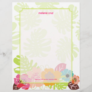 Papel Timbrado Floral Retro, escolha sua cor de fundo favorita