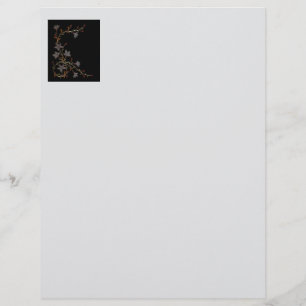 Papel Timbrado Flores Art Déco em Preto