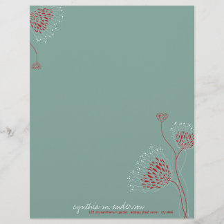 Papel Timbrado Flores de Crisântemo Vermelhas Floral Chic Elegant