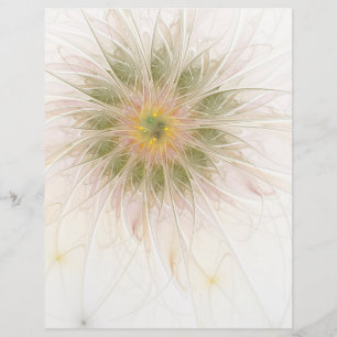 Papel Timbrado Flores de fantasia fractal suaves e tenra