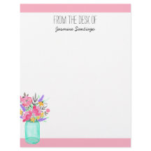 Flores de Jar Mason do Buquê de Aquarela Personali