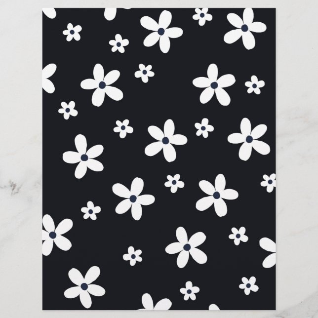 Papel Timbrado Flores de Margarida Negra-Negra Summer Boho (Frente)