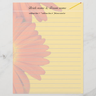 Papel Timbrado flores de orange gerbera daisy
