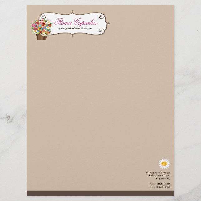 Papel Timbrado Flores de primavera de Cupcake Whimsical (Frente)
