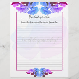 Papel Timbrado Flores de Trompete Azul Roxo, Cabeça Escorregada