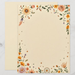 Papel Timbrado Flores e Capturador de Sonhos
