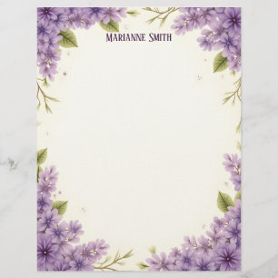 Papel Timbrado Flores Roxas