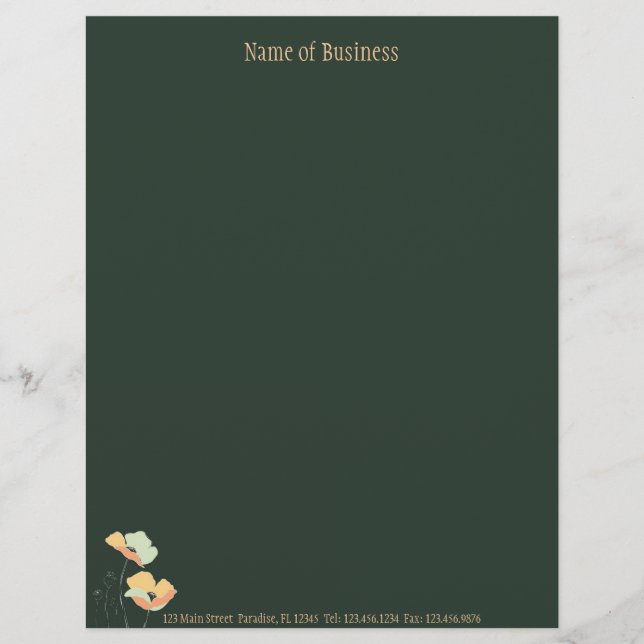 Papel Timbrado Flores Suaves - Carreira de Trabalho Comercial Let (Frente)