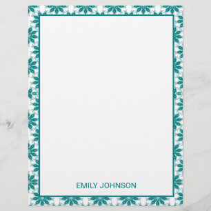 Papel Timbrado Flores teares nome personalizado branco