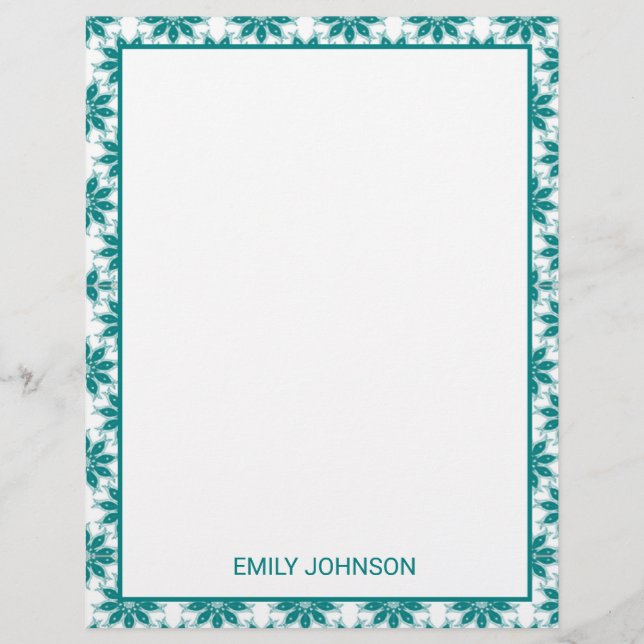 Papel Timbrado Flores teares nome personalizado branco (Frente)
