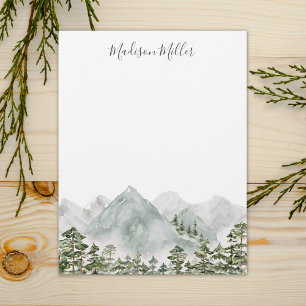 Papel Timbrado Floresta de Pinheiros e Montanhas Personalizadas