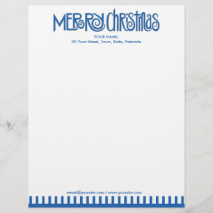 Papel Timbrado Folha azul de Natal feliz