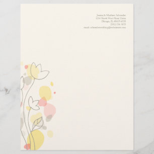 Papel Timbrado Folha das pétalas de flores modernas