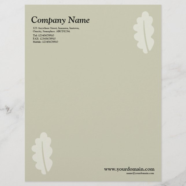 Papel Timbrado Folha de Carvalho Elegante - bege Quente (Frente)