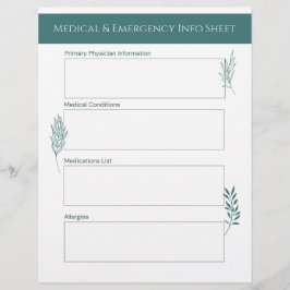 Papel Timbrado Folha de Informações Médicas e de Emergência