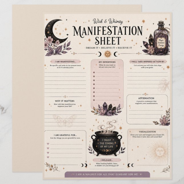 Papel Timbrado Folha de Manifestação Wick & Whimsy (Frente/Verso)