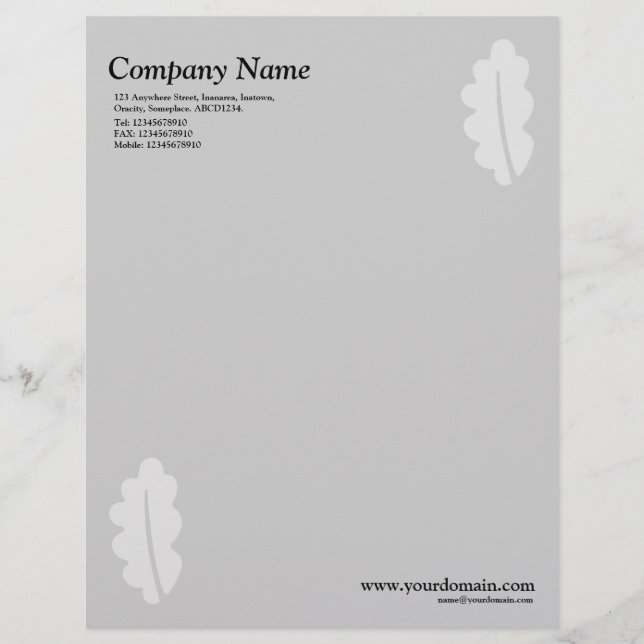 Papel Timbrado Folha de Oak Elegante - Cinzas Leves (Frente)