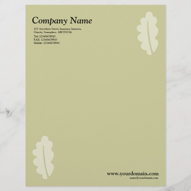 Papel Timbrado Folha de Oak Elegante - Khaki Claro (Frente)