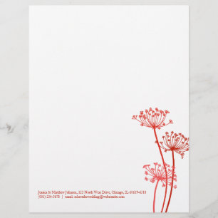 Papel Timbrado Folha de salsa de vaca de flor vermelha