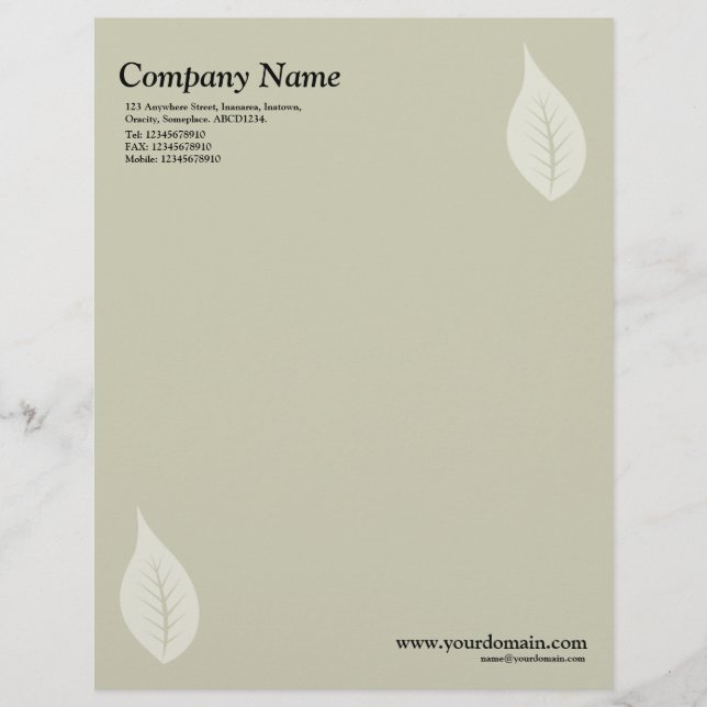 Papel Timbrado Folha Elegante - Bege Quente (Frente)