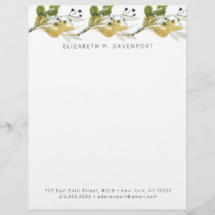 Papel Timbrado Folhagem de Aquarela Elegante