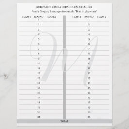 Papel Timbrado Folhas de Pontuação Personalizadas para Jogo de Co
