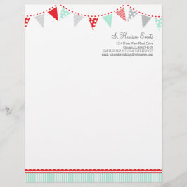 Papel Timbrado Folheto de eventos de festa de Bunting