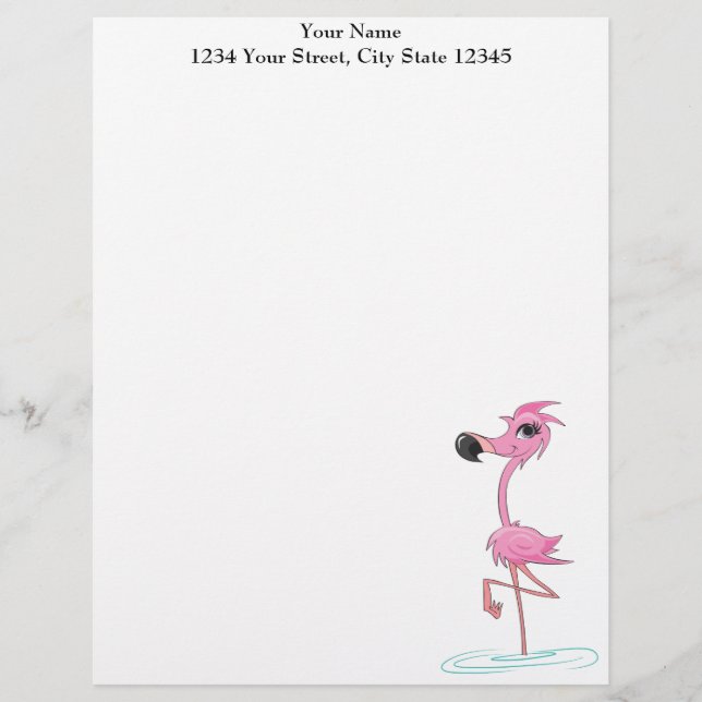 Papel Timbrado Folheto Rosa Flamingo Personalizado (Frente)