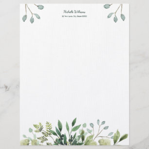 Papel Timbrado Foliage Green Deixa Watercolor Lethead