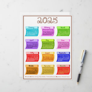Papel Timbrado Fonte do Tecido de Bolsa de Calendário 2025 12 Mes