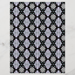 Papel Timbrado Formas florais pastéis em um fundo preto