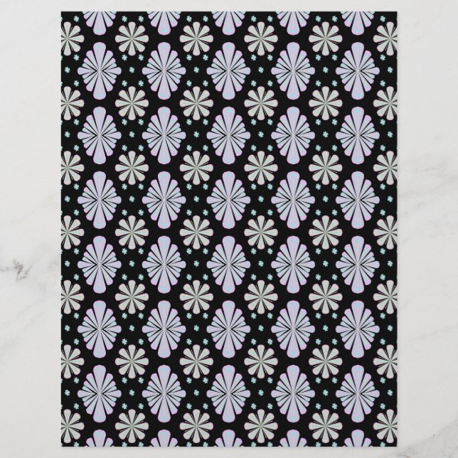 Papel Timbrado Formas florais pastéis em um fundo preto (Frente)