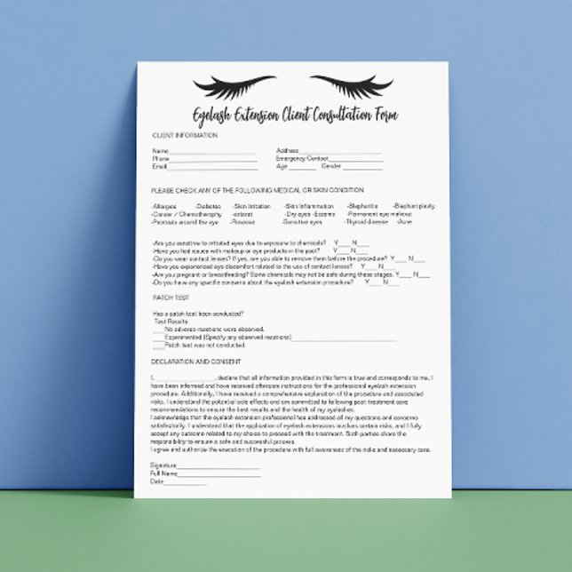Papel Timbrado Formulário de Consentimento do Teste de Patch de A (Allergy Patch Test Script Calligraphy Consent Form Letterhead)