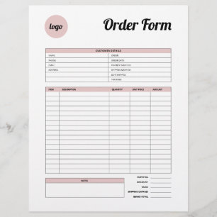 Papel Timbrado Formulário de pedido de produto minimalista rosa 